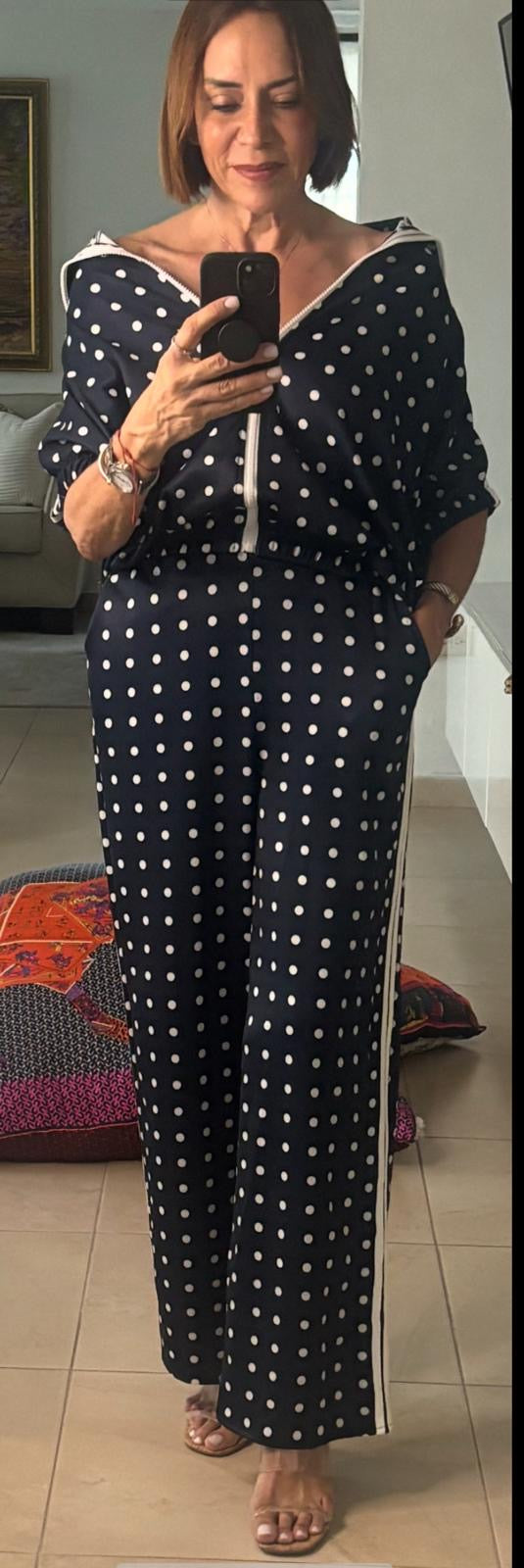 Navy Polka Dots Set