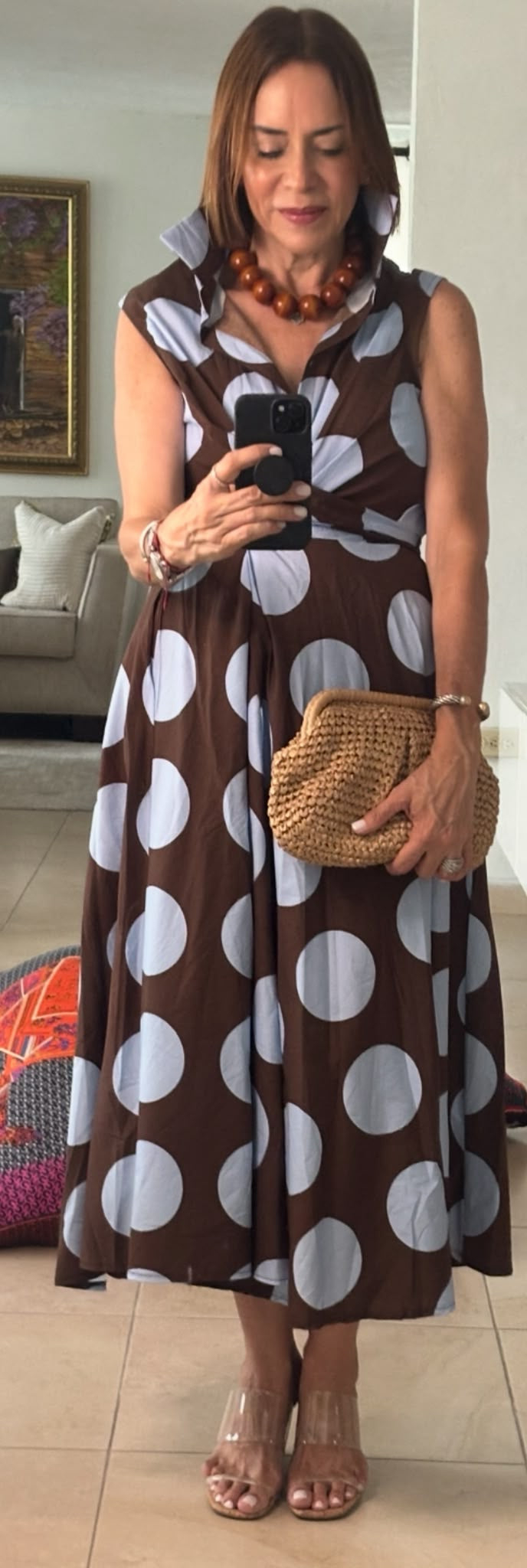 Polka Dot Brown Dress