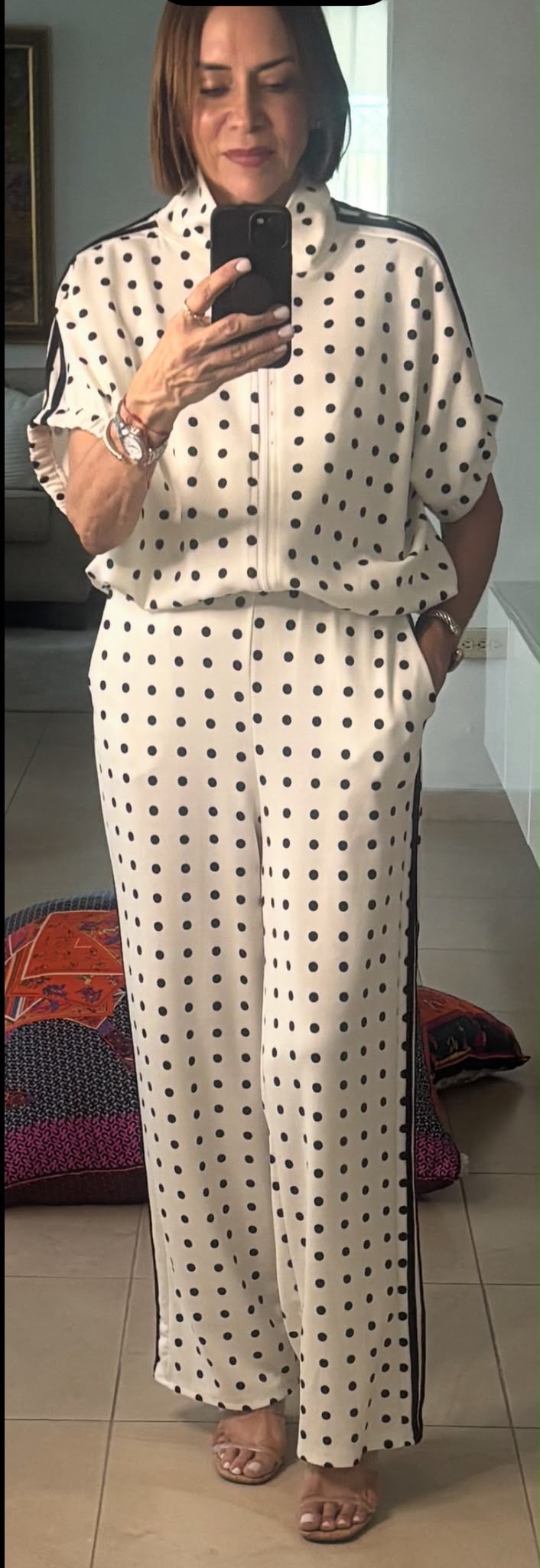 Cream & Black Polka Dots Set
