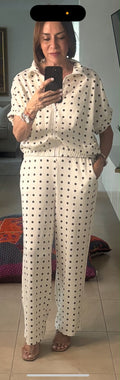 Cream & Brown Polka Dot Set